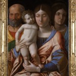 Andrea Mantegna, Sacra Famiglia con una santa, tempera su tela, cm 76×55,5, databile al 1495-1505.