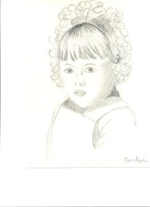 Volto di bambina, disegno a matita, Tiziana Mazzaglia 1993.