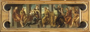 Jacopo Tintoretto, Giudizio di Salomone, olio su tavola, cm 26,5×79,5.