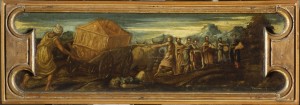 Jacopo Tintoretto, Trasporto dell’arca dell’alleanza, olio su tavola, cm 28×80.